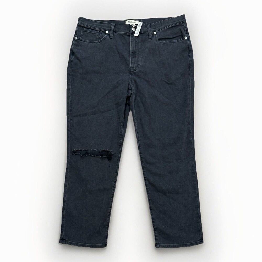 NWT MADEWELL The Girl Jean Straight Leg Black Denim Jeans‎ Women's Size W 32